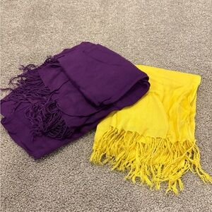 Purple and Yellow Fringed Scarves / Pashminas